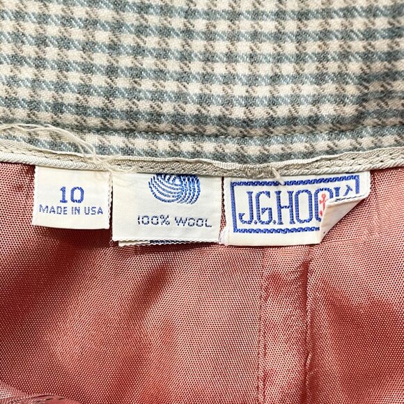 EUC Vintage 100% Wool Gingham Pleated Trousers Green Cream tag 10, 4-6/S fit - Picture 4 of 5